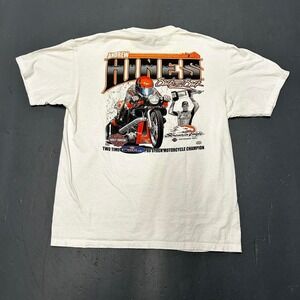 Y2K Harley Davidson drag racing white double sided graphic tee shirt tshirt